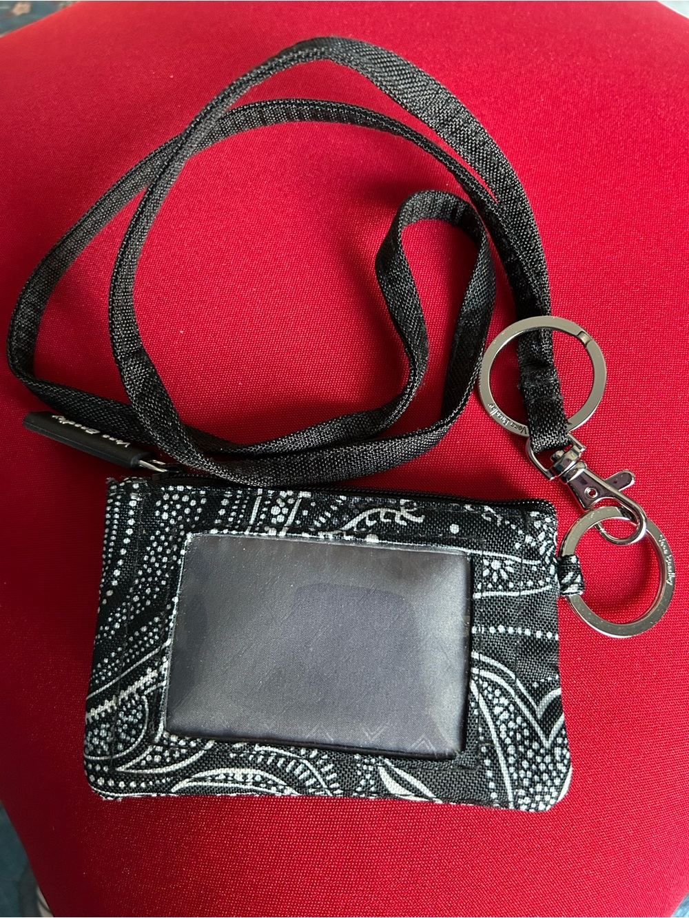 Vera Bradley Black Paisley ID Badge Holder with Lanyard